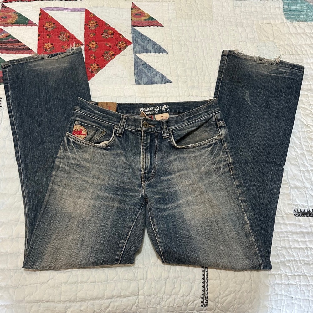 Parasuco Denim Cult Jeans Blue Distressed Bootcut Size 31